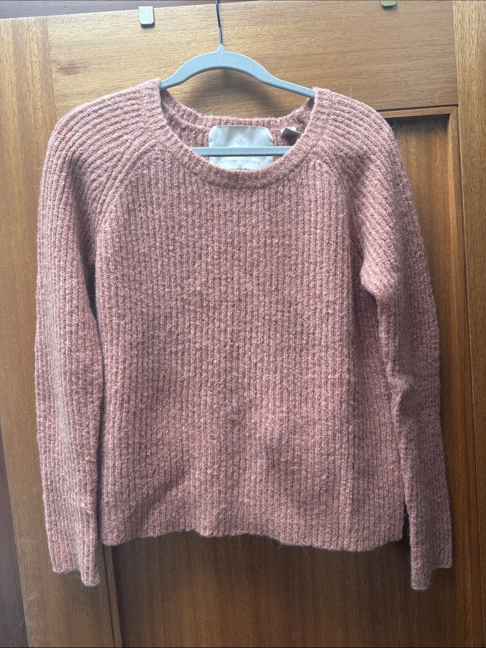 Cozy Pink Ribbed Crewneck Sweater
